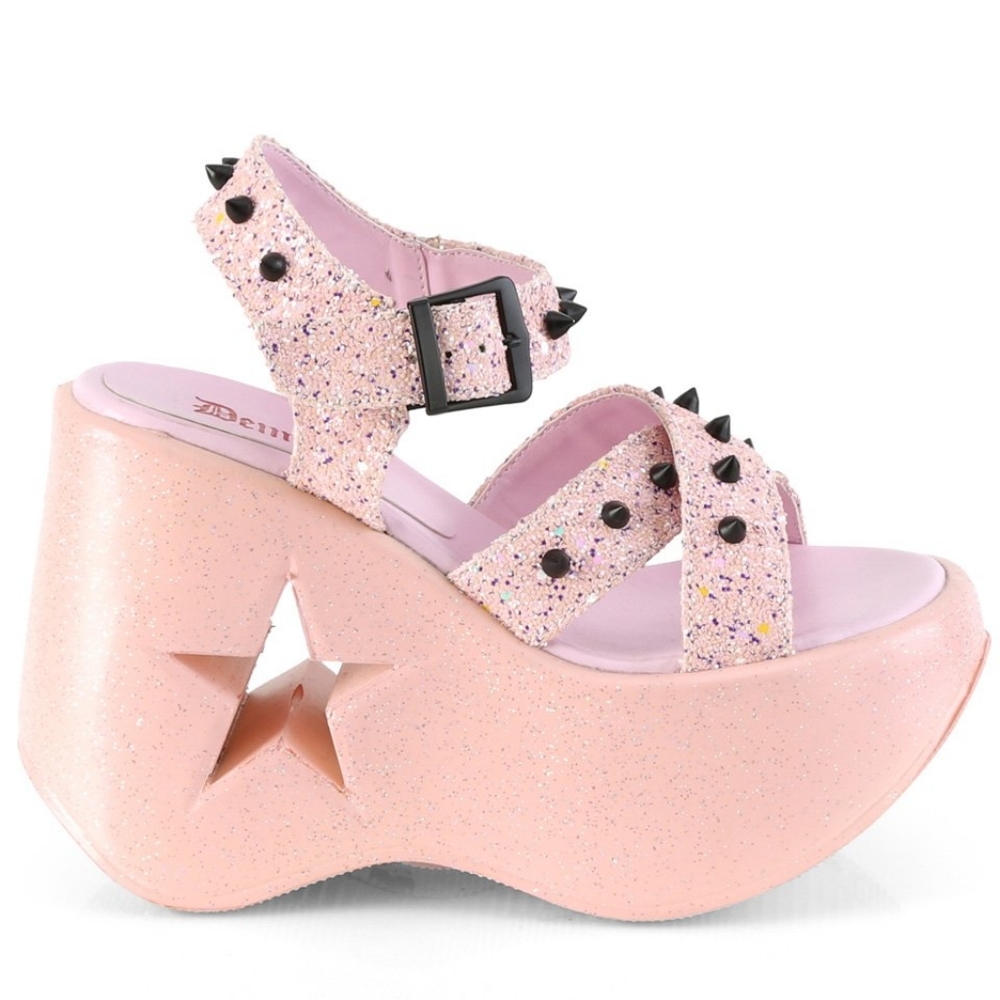Demonia star platform wedge sandals